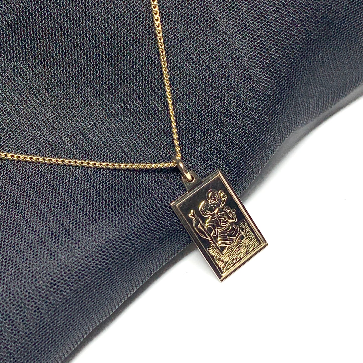 Solid square rectangle St. Christopher yellow gold