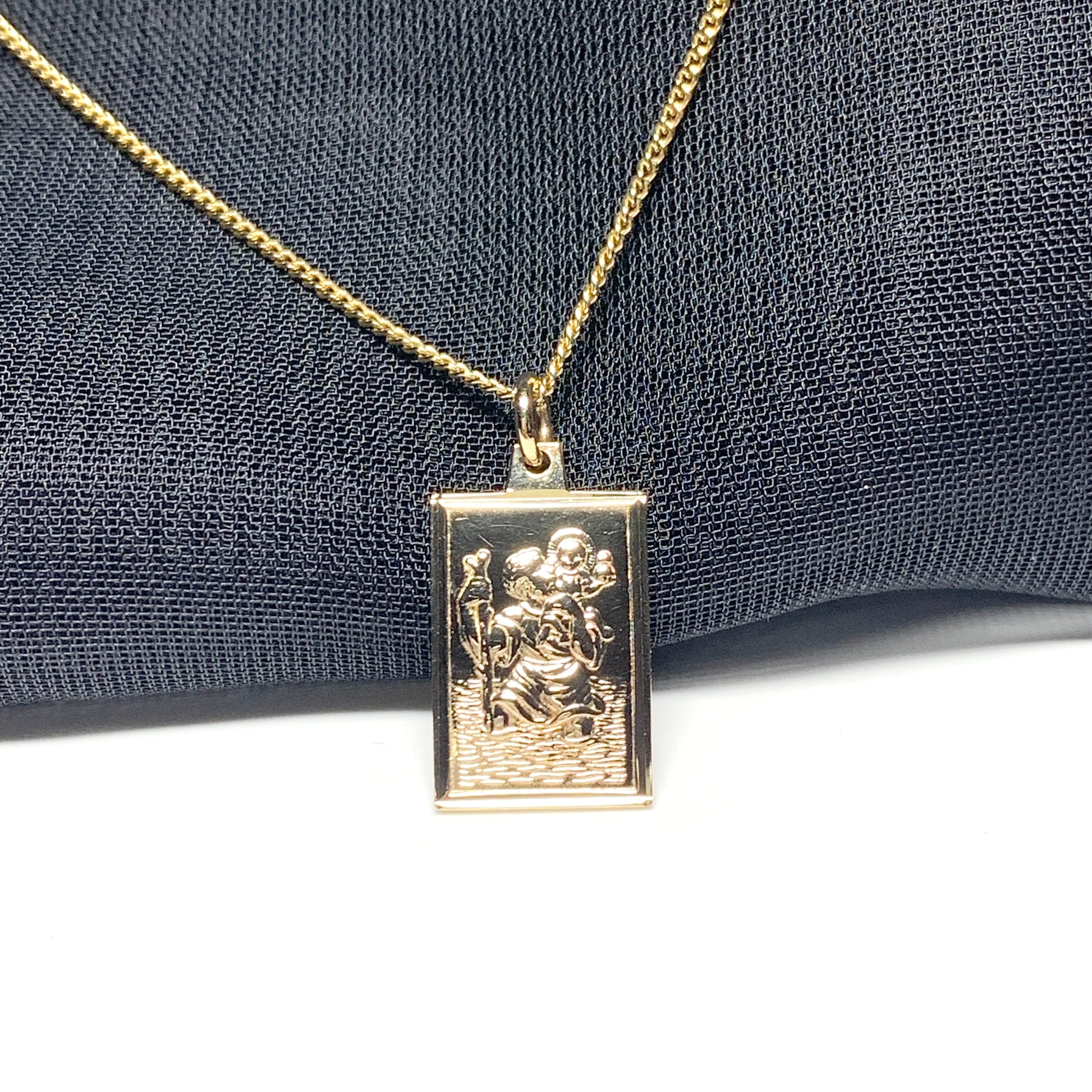 Solid square rectangle St. Christopher yellow gold