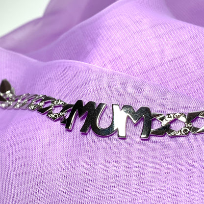 Solid sterling silver mum curb bracelet