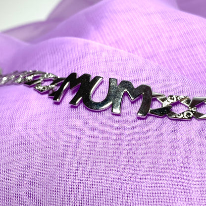 Solid sterling silver mum curb bracelet