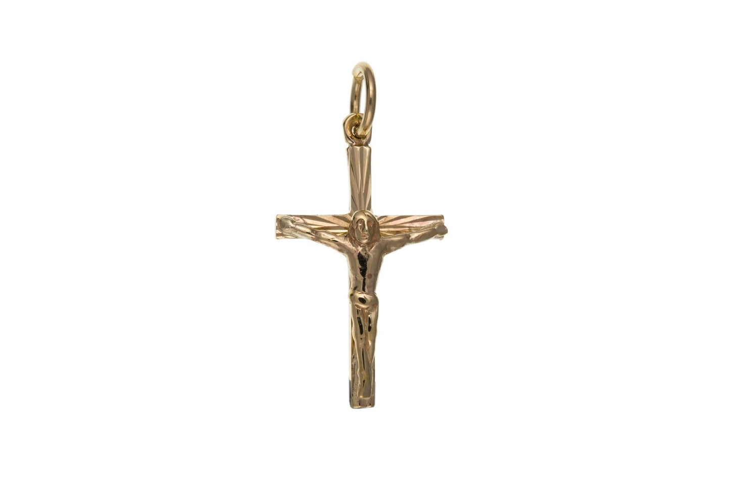 Solid yellow gold crucifix cross necklace pendant