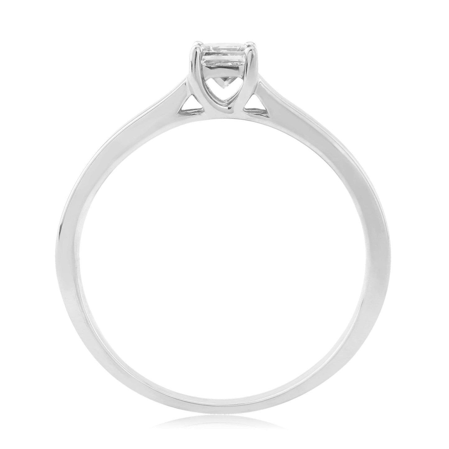 Solitaire Single Stone Four Claw Princess Cut Engagement Ring White Gold 25 Points
