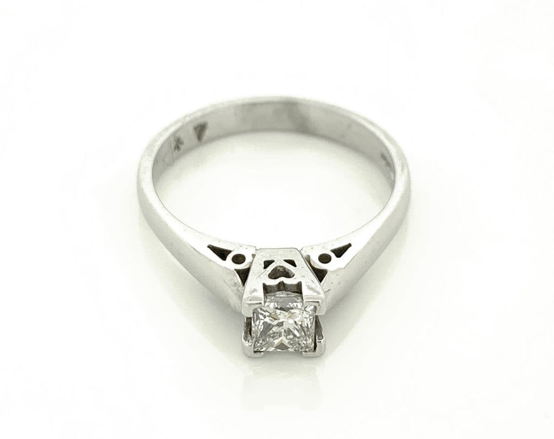 Platinum Six Claw Diamond Single Stone Engagement Ring 25 points