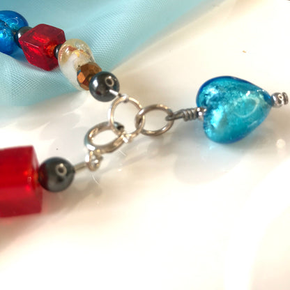 Real Murano glass bracelet red blue