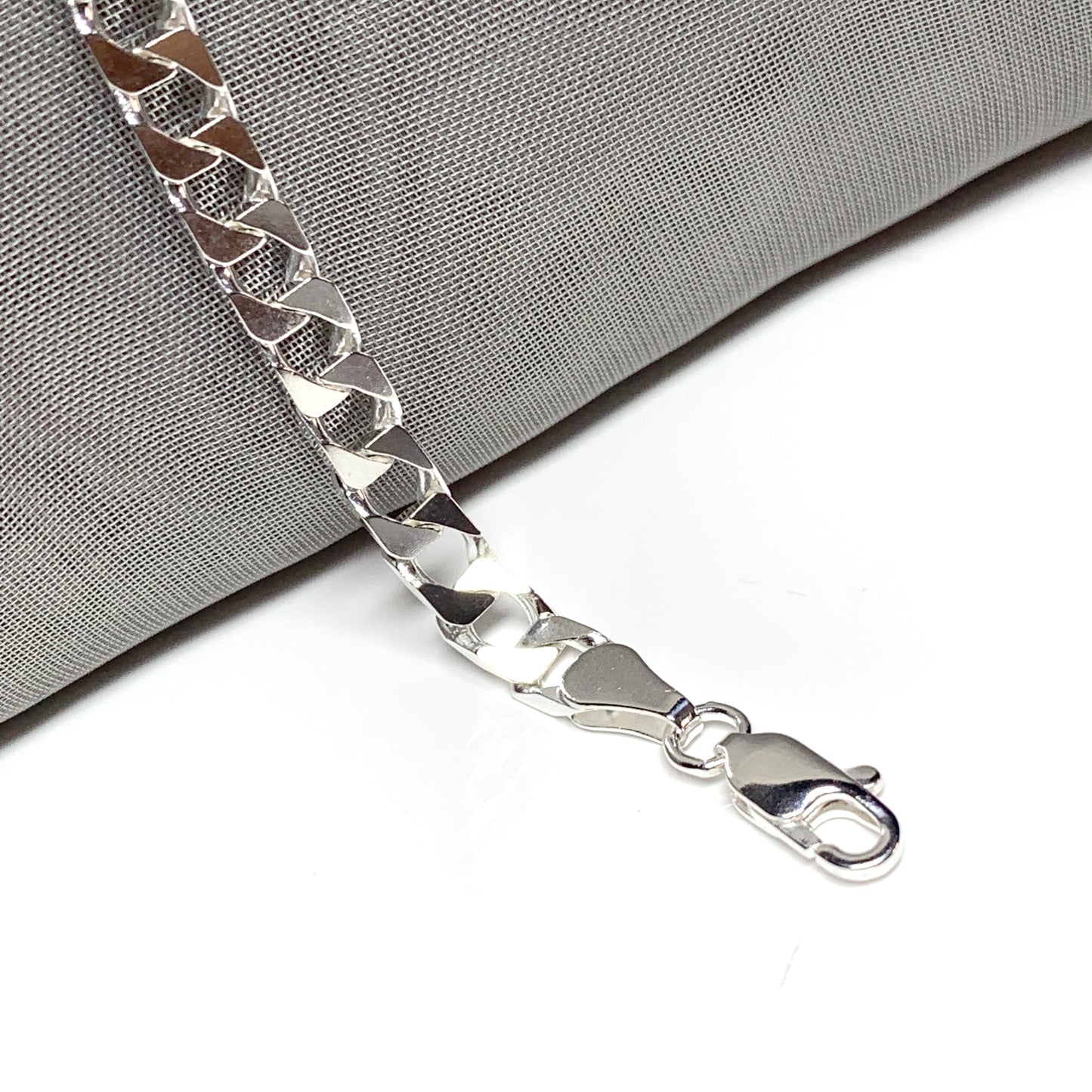 Men's Solid Sterling Silver Square Curb Chain Necklace