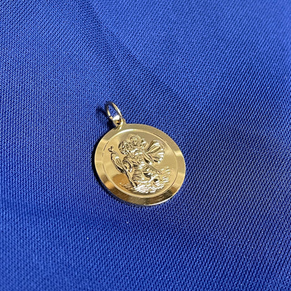 St. Christopher solid round reversible 9 carat yellow gold 20 mm