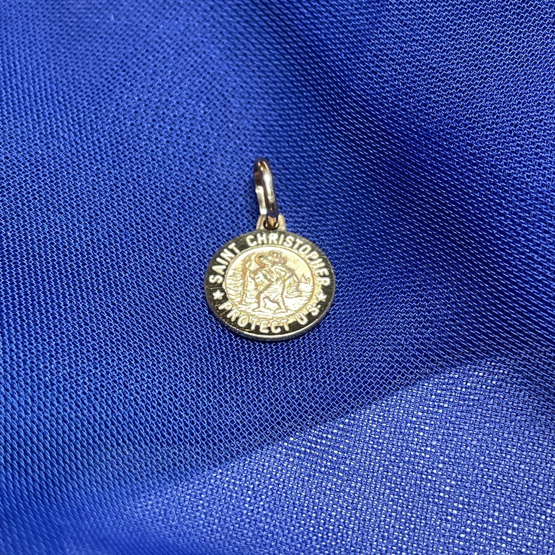 St. Christopher tiny solid round 9 carat yellow gold 8 mm
