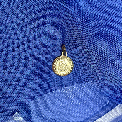 St. Christopher tiny solid round 9 carat yellow gold 8 mm