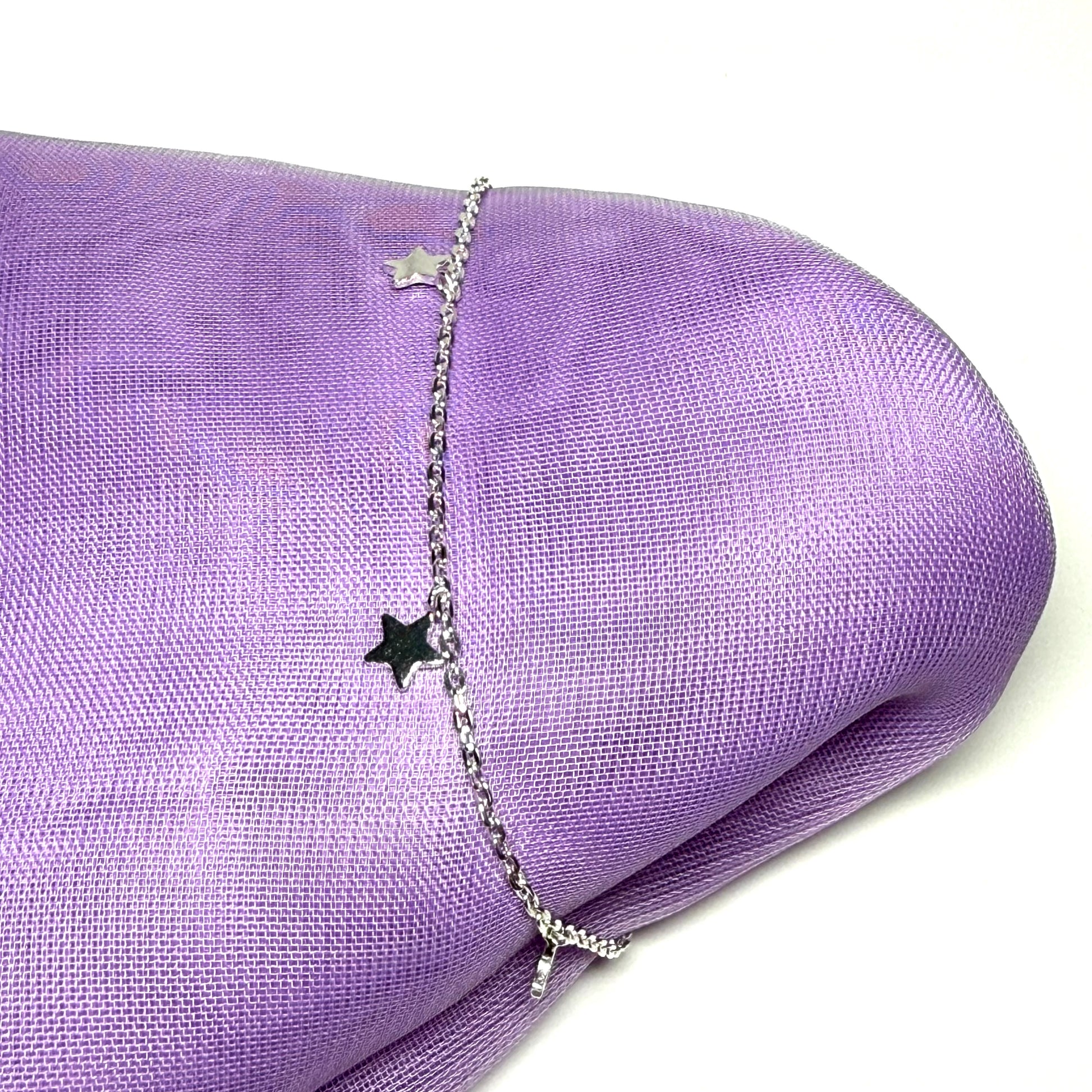Star shaped charm bracelet ladies solid sterling silver