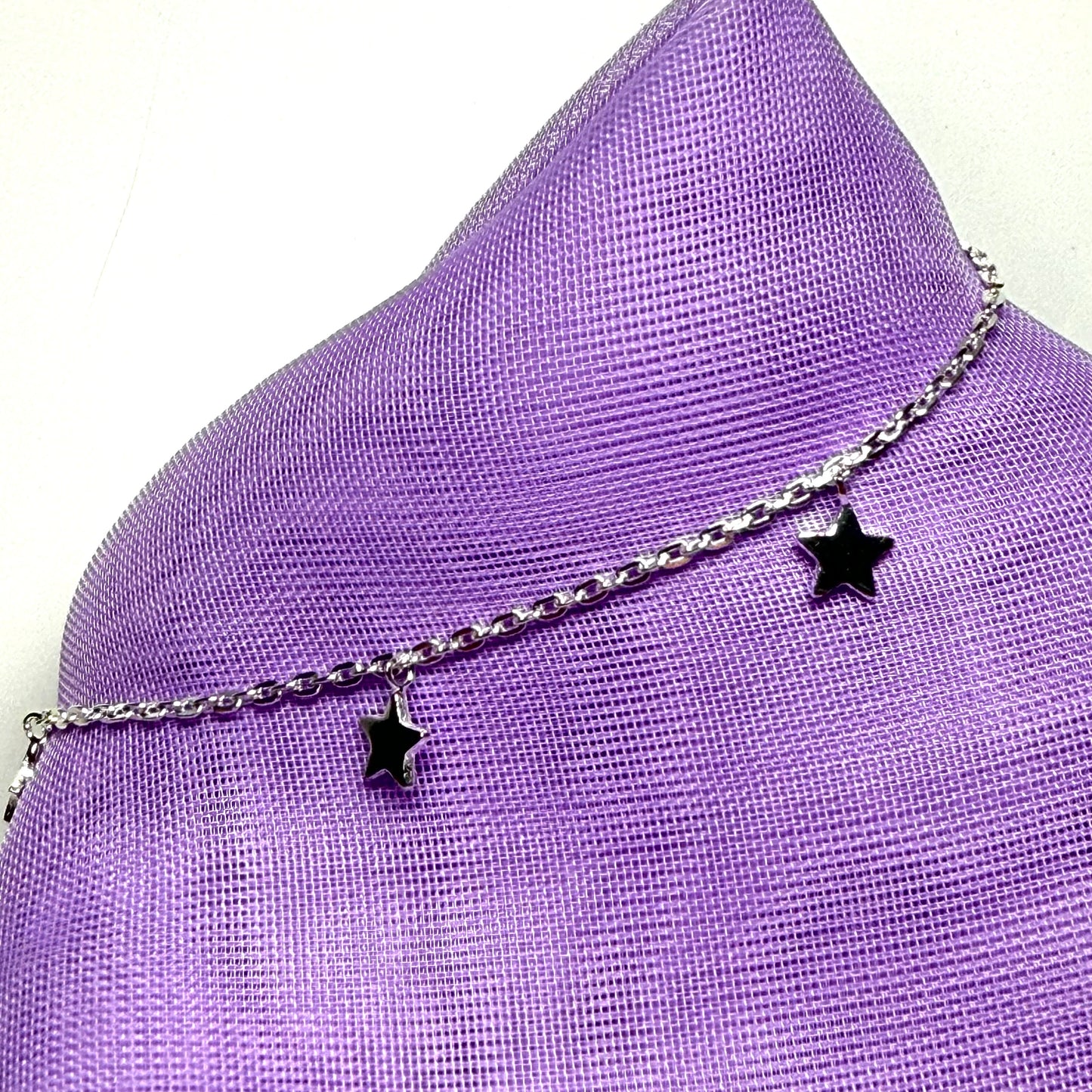 Star shaped charm bracelet ladies solid sterling silver