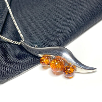 Sterling Silver Amber Swirl Necklace