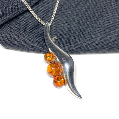 Sterling Silver Amber Swirl Necklace