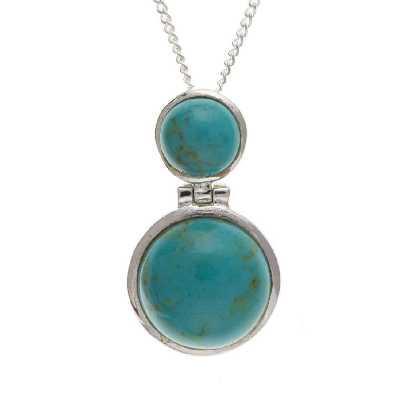 Sterling Silver Blue Turquoise Double Round Necklace