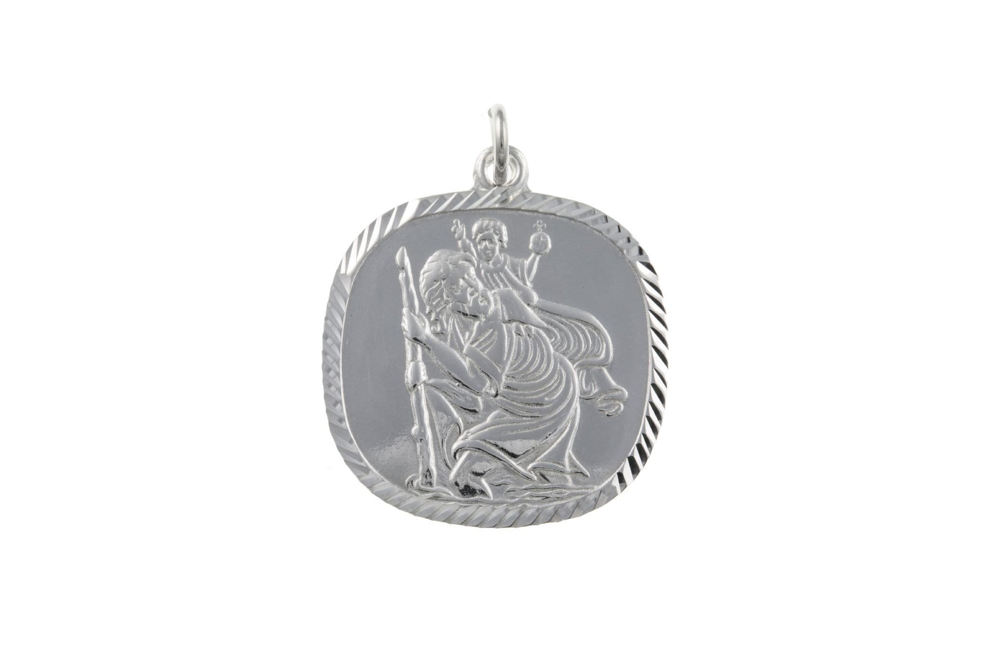 Solid Sterling Silver Cushion Shaped St. Christopher