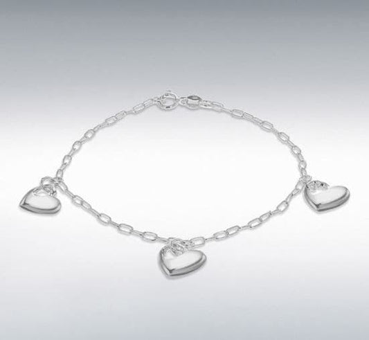 Sterling Silver Heart Charm Bracelet