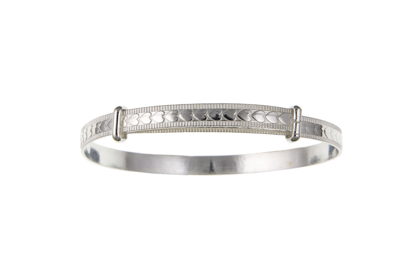 Sterling Silver Heart Pattern Expanding Bangle