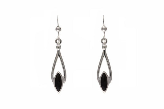 Sterling silver onyx pierced drop earrings