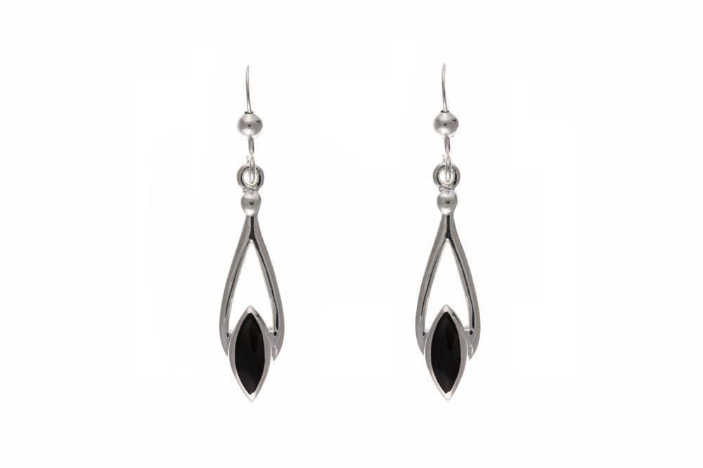 Sterling silver onyx pierced drop earrings