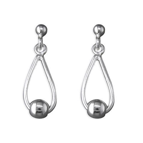 Sterling Silver Pear And Ball Shaped Drop Earrings