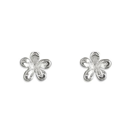 Sterling Silver Petal Flower Patterned Stud Earrings