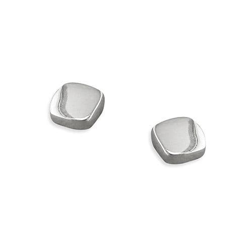 Sterling Silver Polished Cushion Shaped Stud Earrings