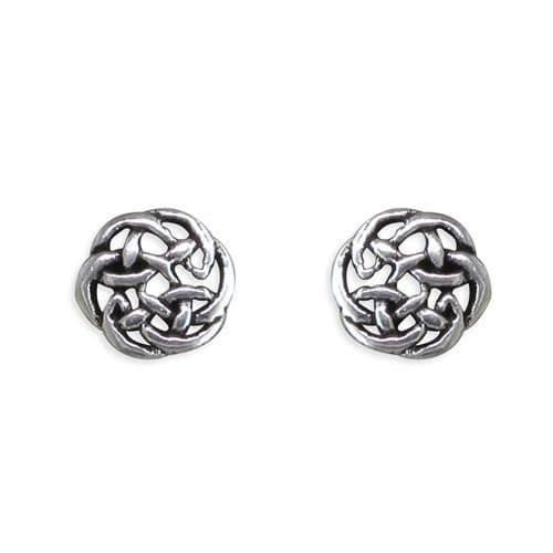 Sterling Silver Round Celtic Stud Earrings 6 mm