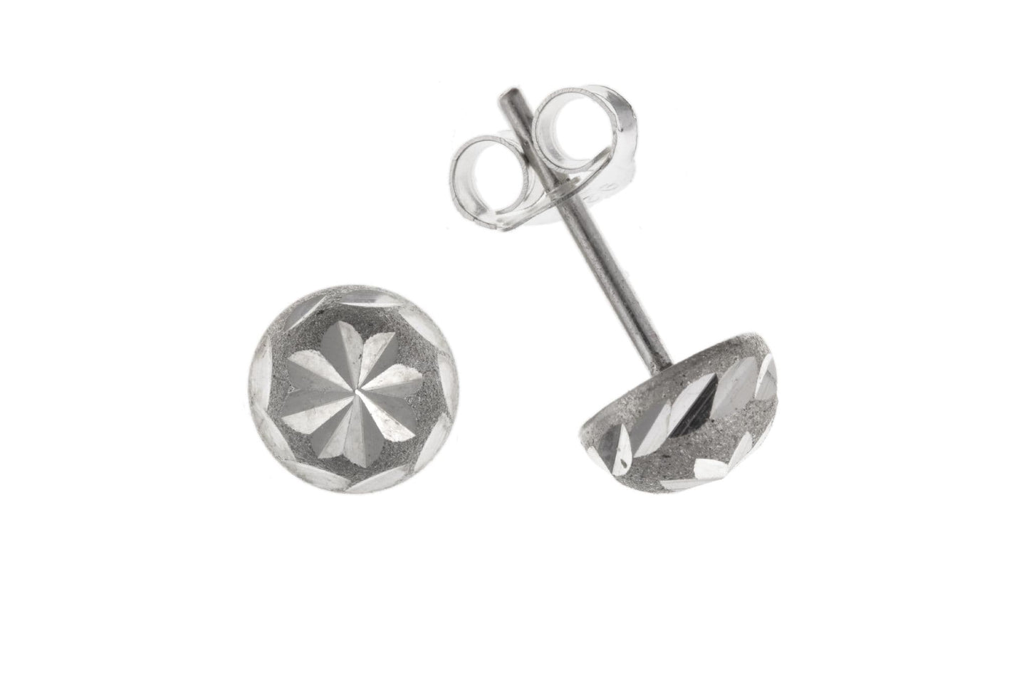 Sterling Silver Round Patterned Stud Earrings