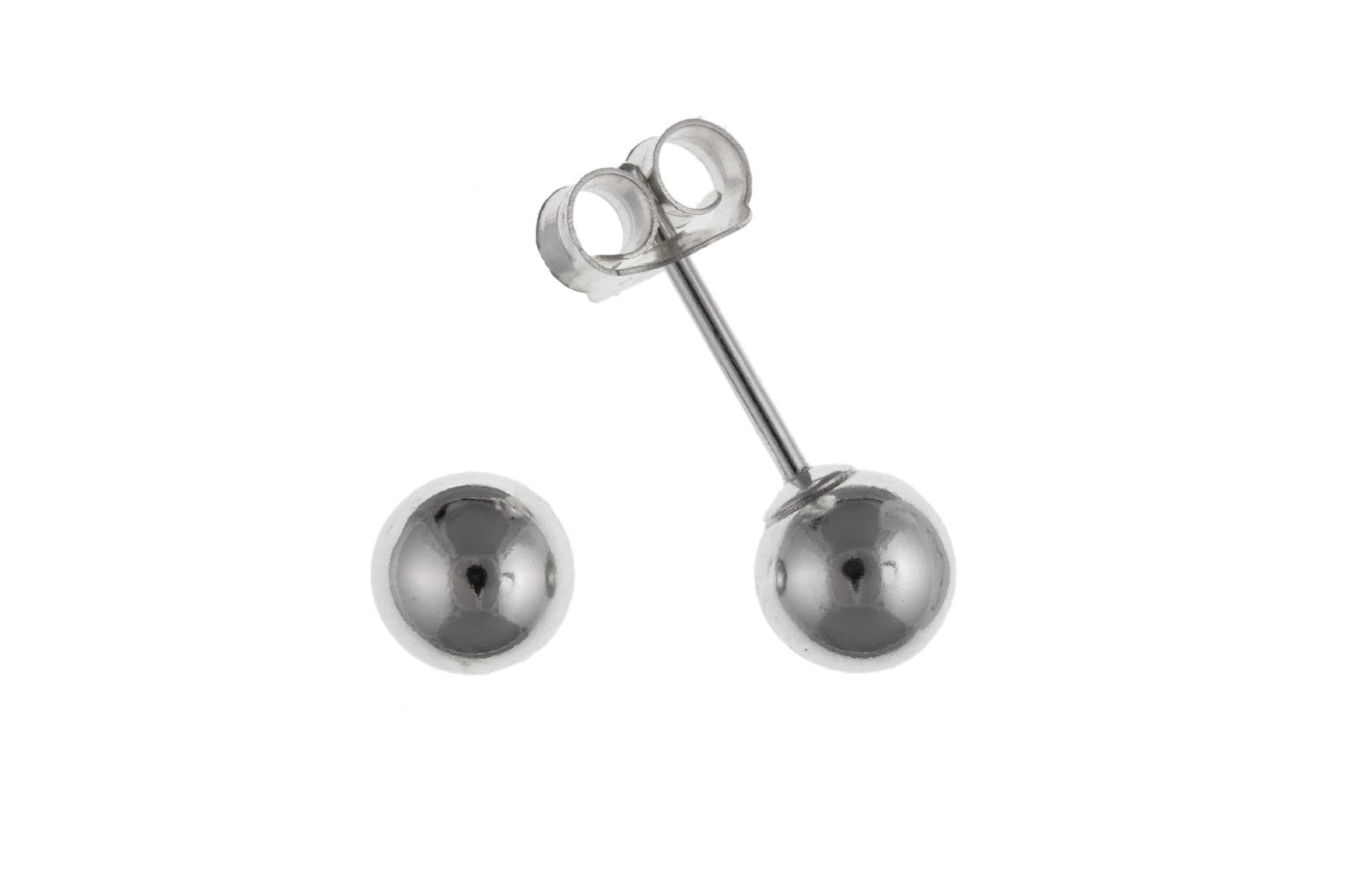 Sterling Silver Round Plain Ball Stud Earrings 4 mm