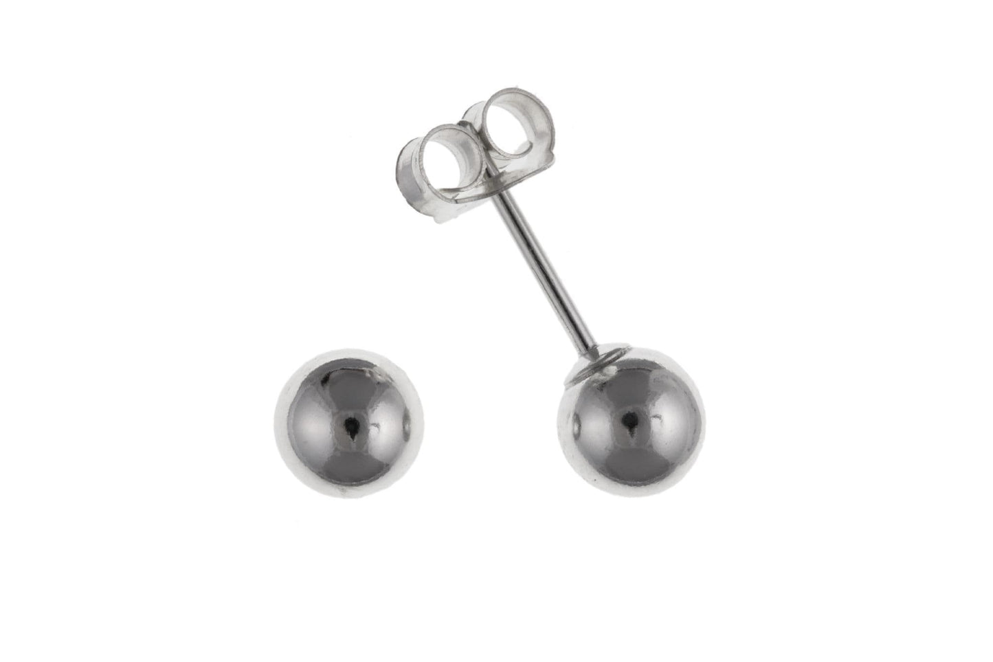 Sterling Silver Round Plain Ball Stud Earrings 5 mm