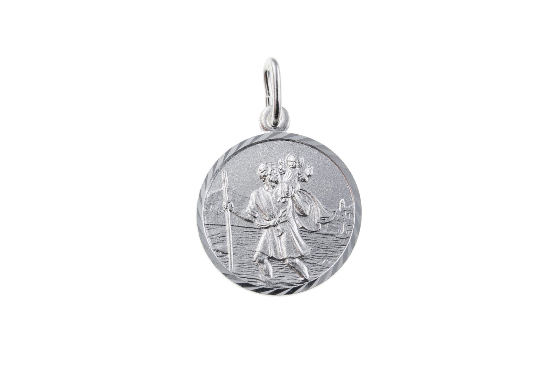 Sterling Silver Round St. Christopher 18 mm
