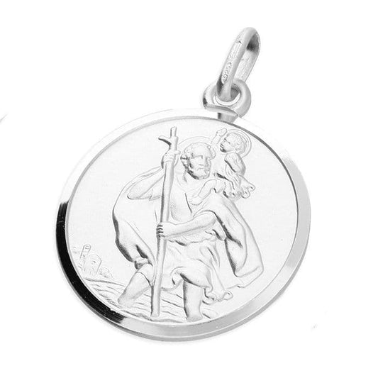 Sterling Silver Round St. Christopher Including Chain