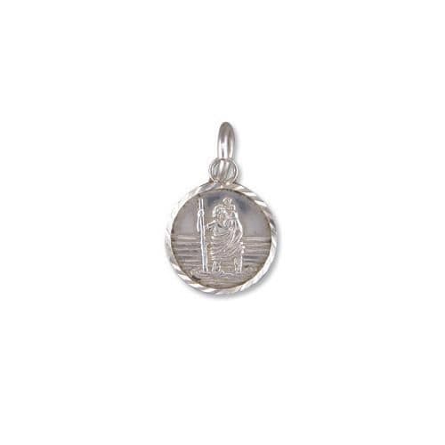 Sterling Silver Small Round St. Christopher Including Chain