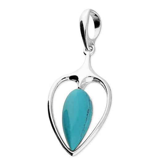 Sterling Silver Turquoise Pear Teardrop Shaped Necklace Pendant