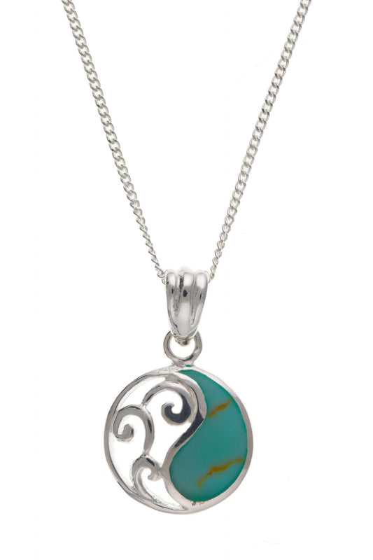 Sterling Silver Turquoise Round Necklace