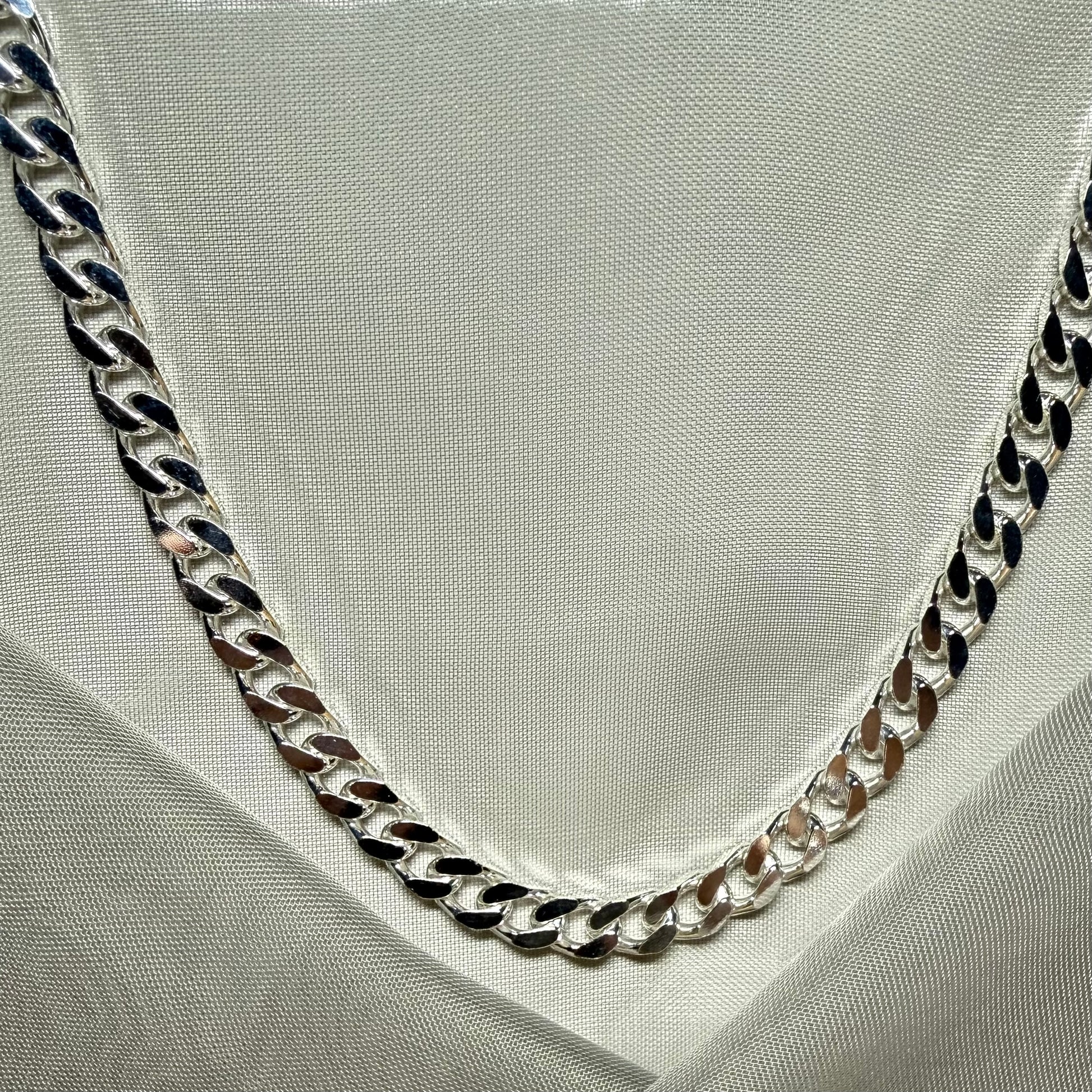 Sterling Silver Solid Curb Necklace Chain Men's Gents
