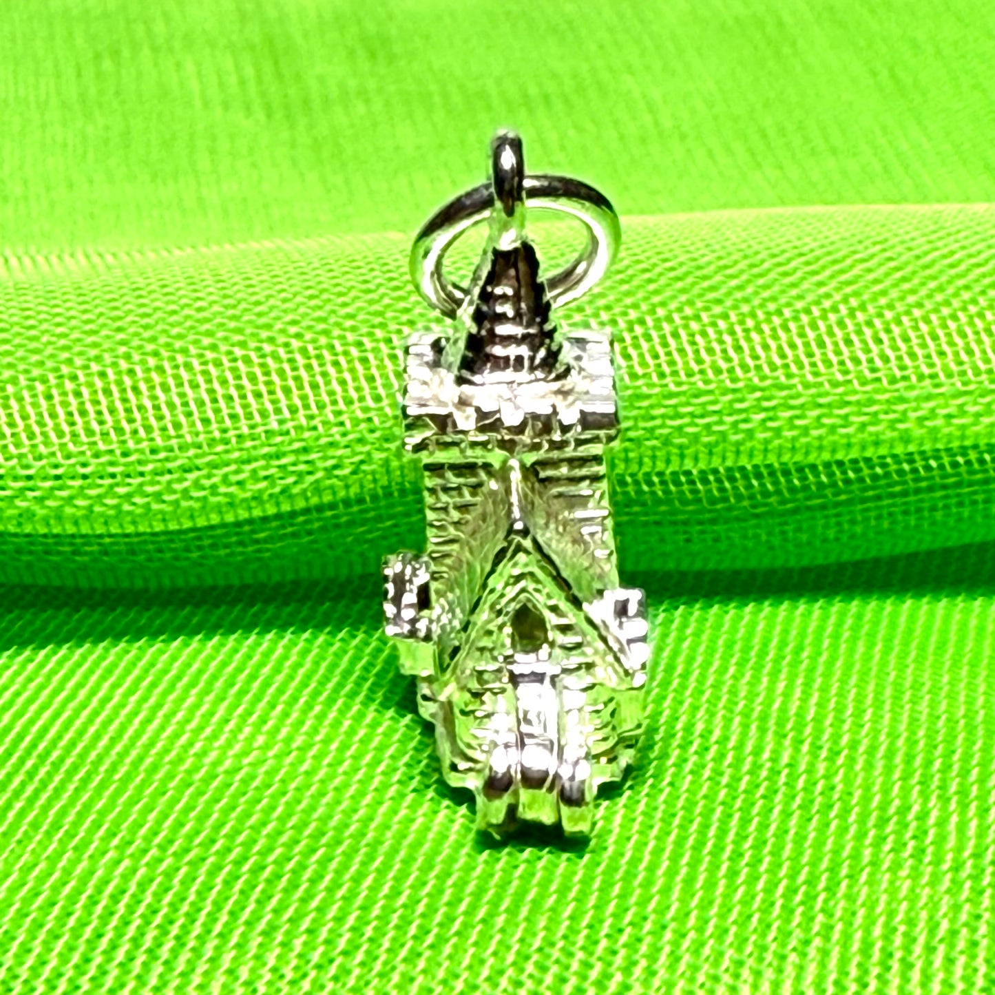 Sterling Silver Church Solid Charm