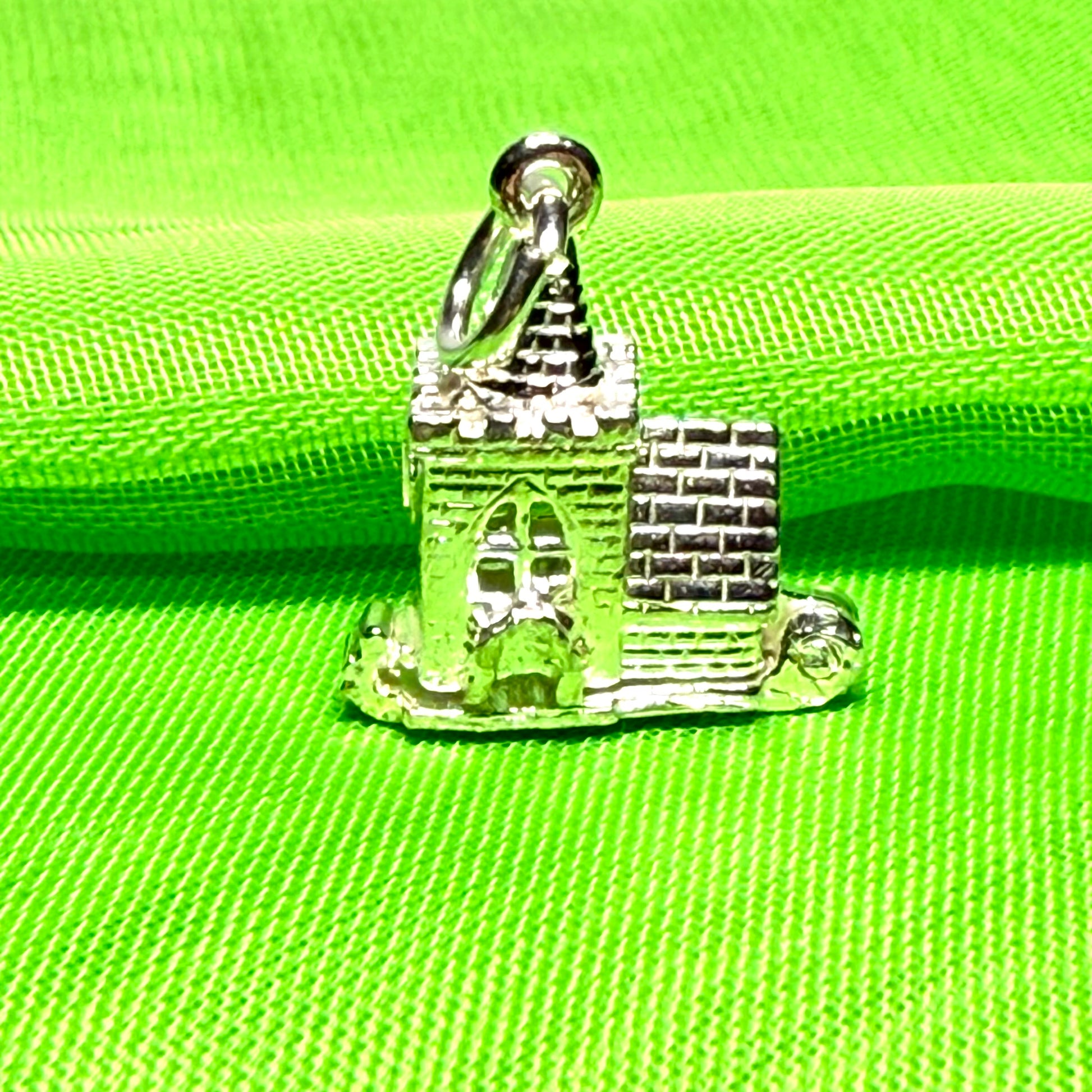 Sterling Silver Church Solid Charm