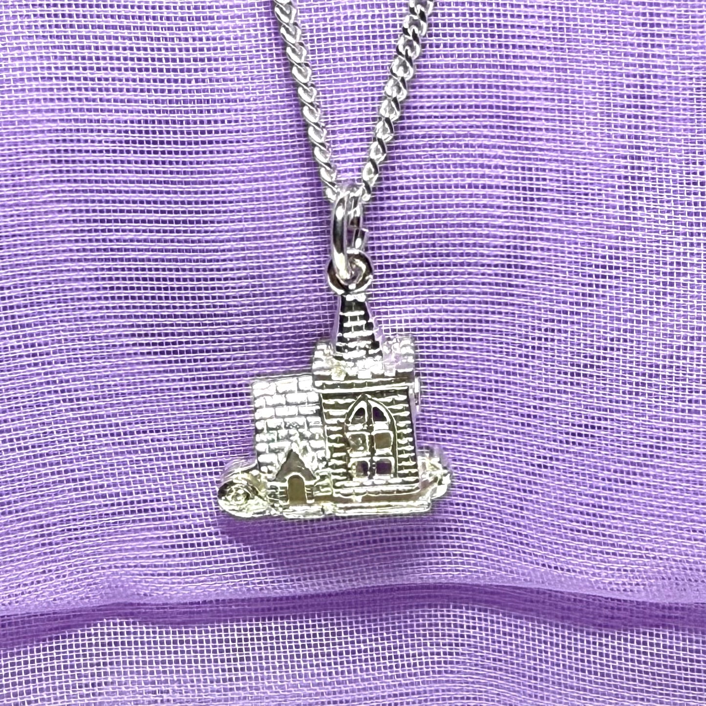 Sterling Silver Church Solid Necklace Pendant
