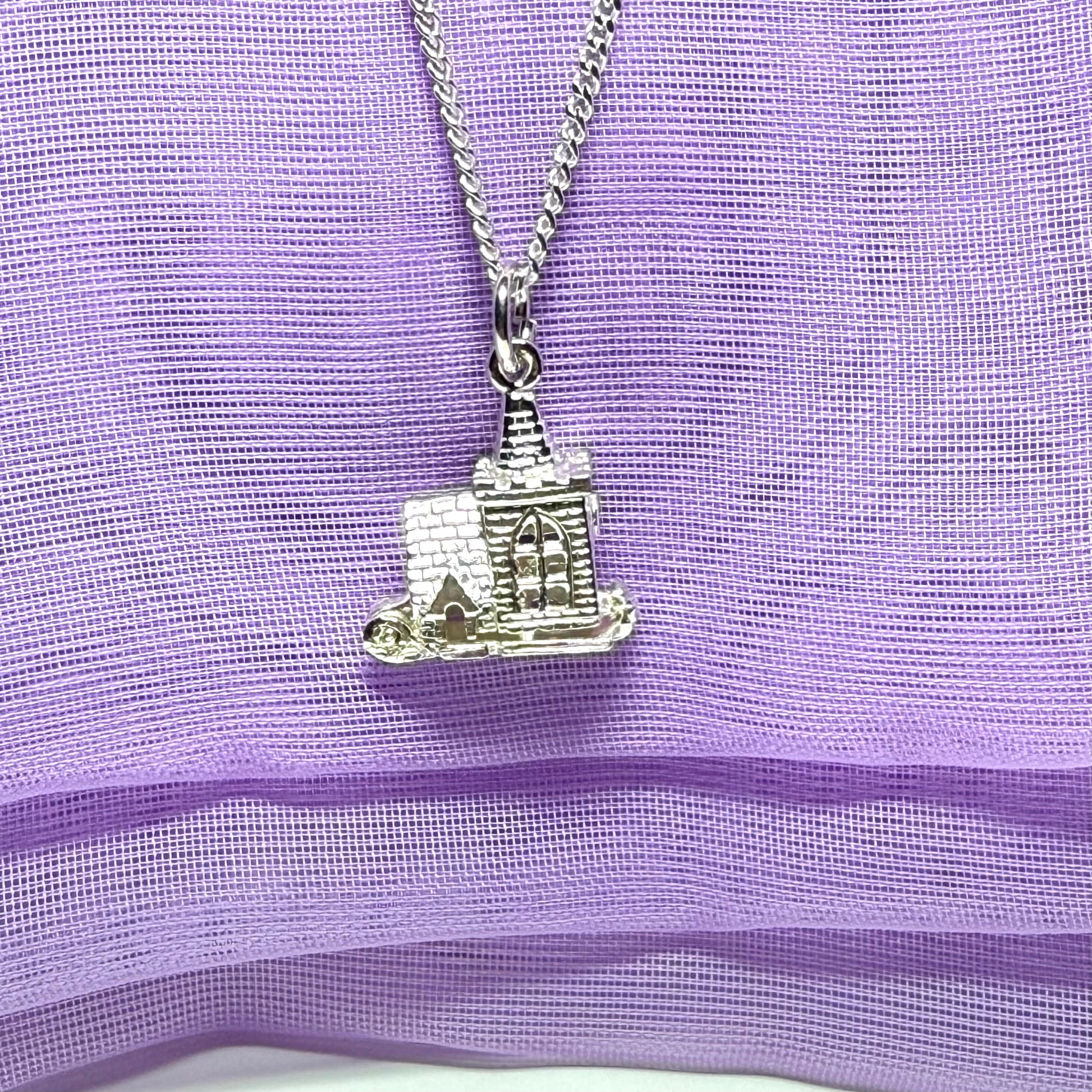 Sterling Silver Church Solid Necklace Pendant on chain