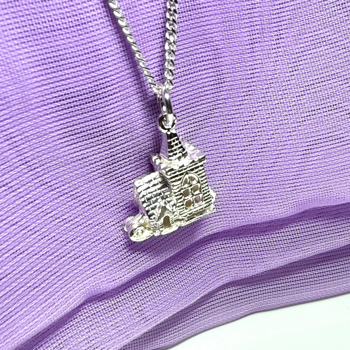 Sterling Silver Church Solid Necklace Pendant