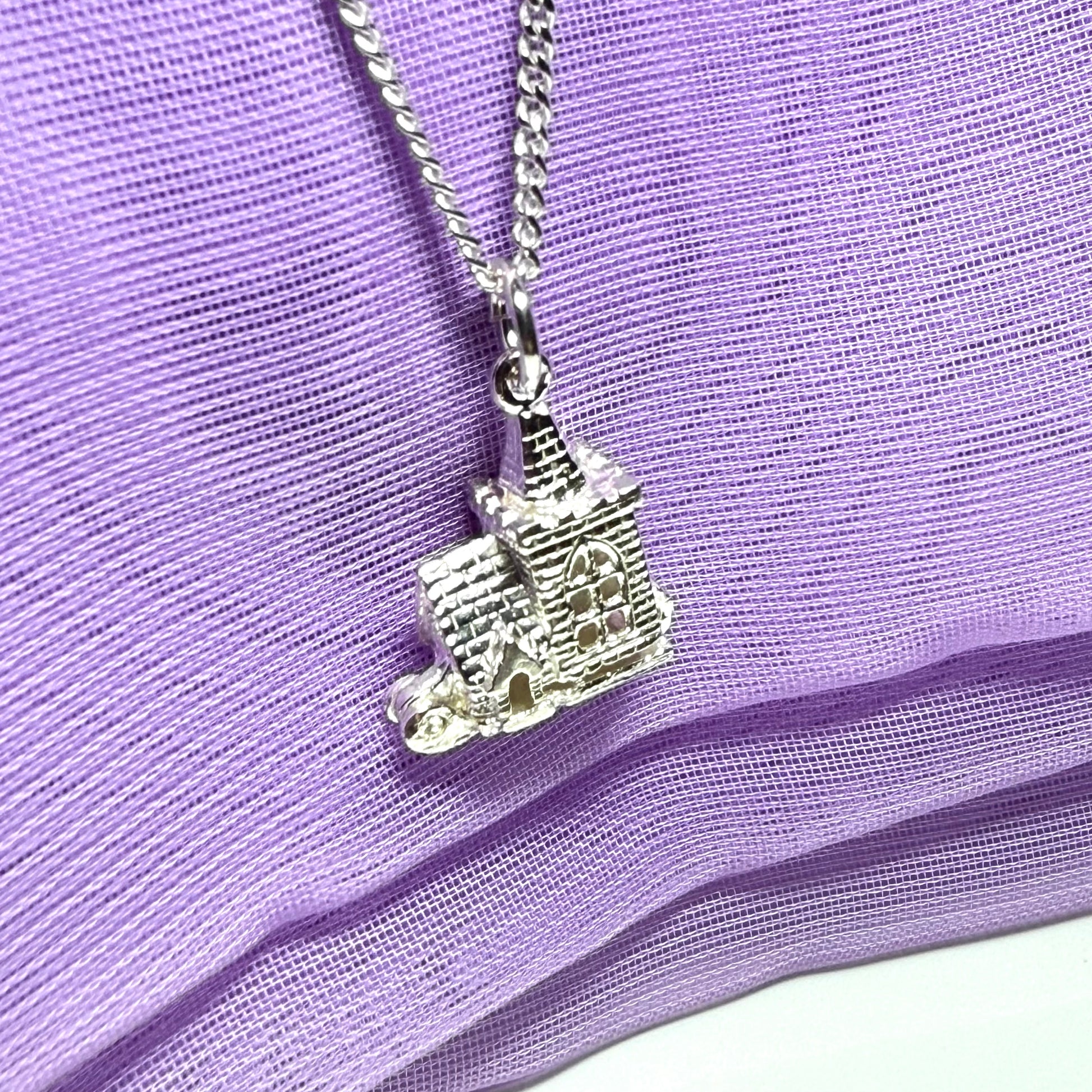 Sterling Silver Church Solid Necklace Pendant