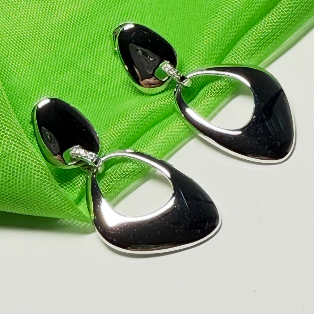 Sterling Silver Double Drop Plain Polished Earrings