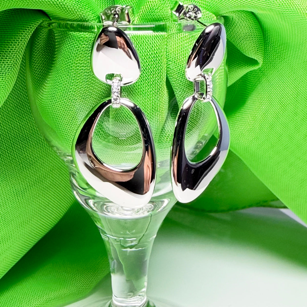 Sterling Silver Double Drop Plain Polished Earrings