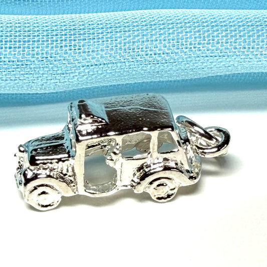 Sterling Silver London Taxi Solid Charm