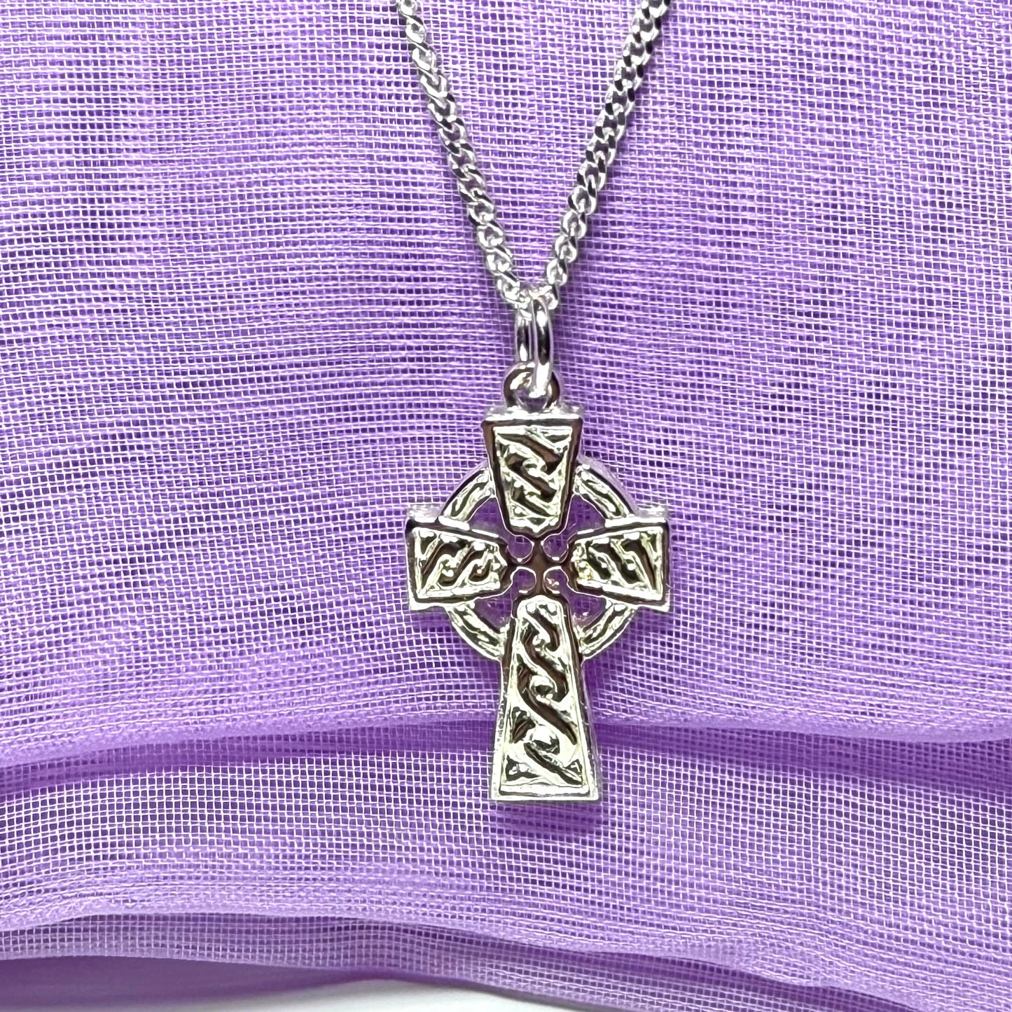 Sterling Silver Patterned Celtic Cross