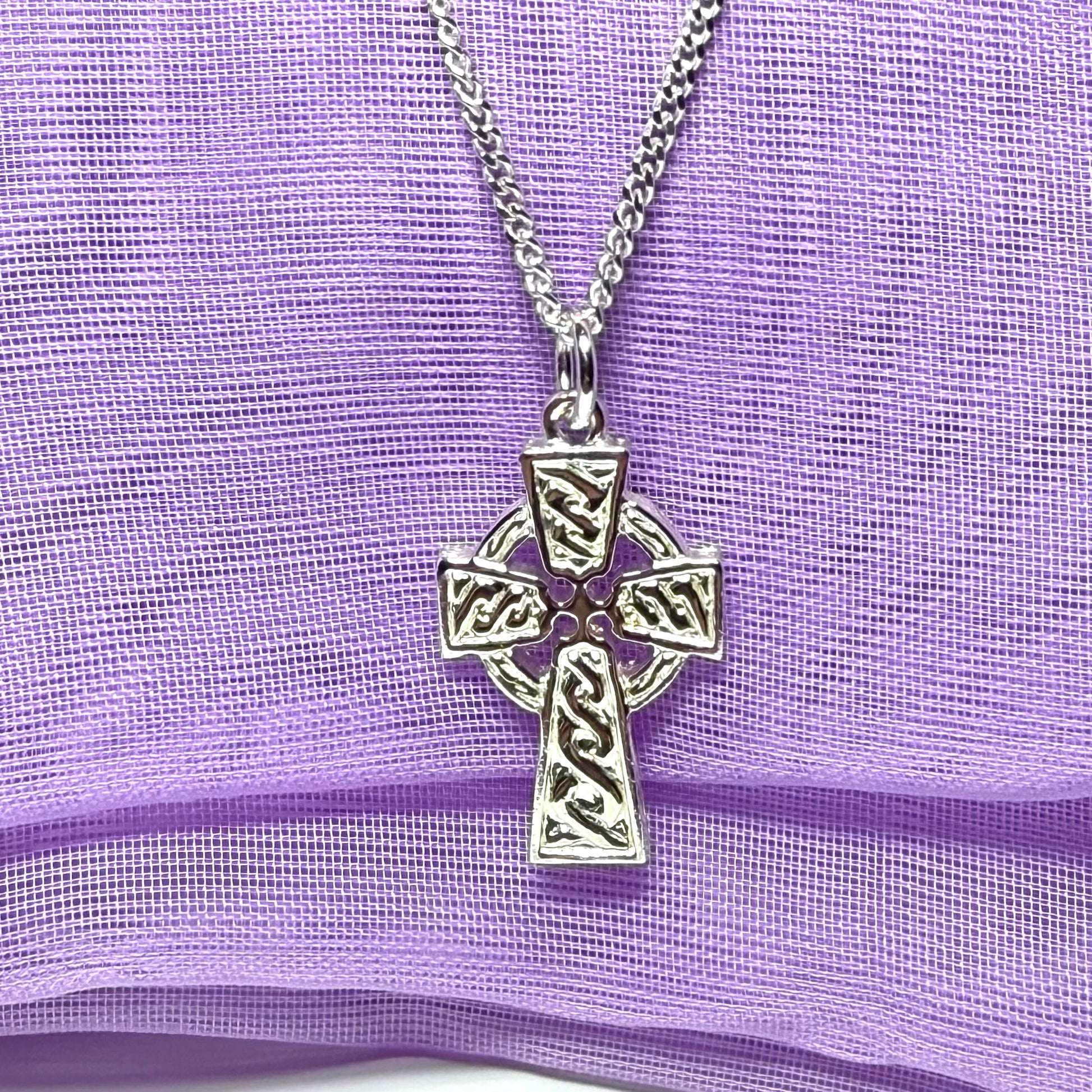 Sterling Silver Patterned Celtic Cross