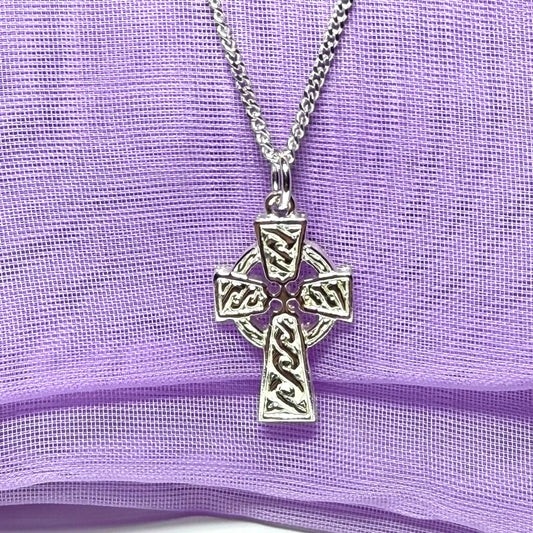 Sterling Silver Patterned Celtic Cross