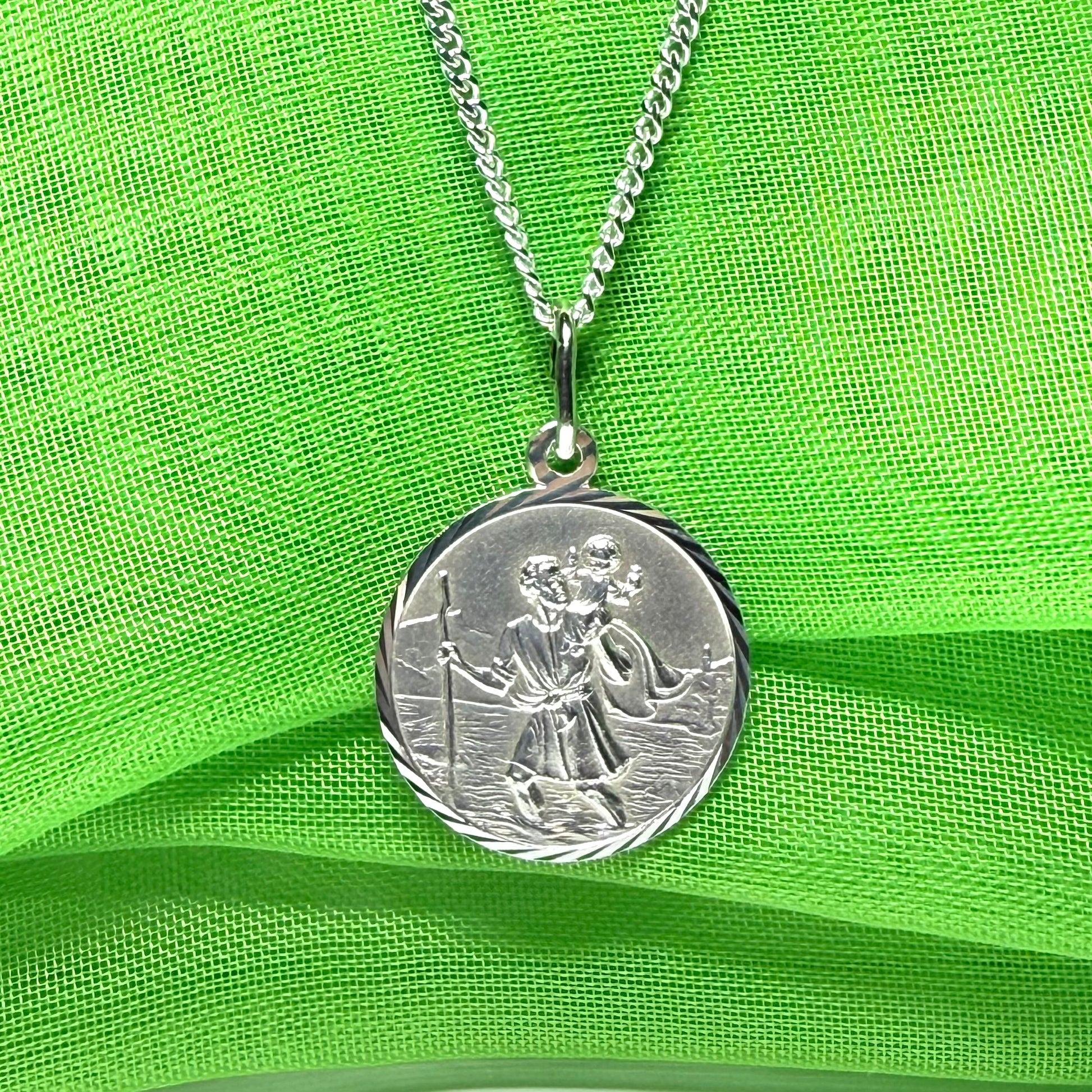 Sterling Silver Round St. Christopher 18 mm