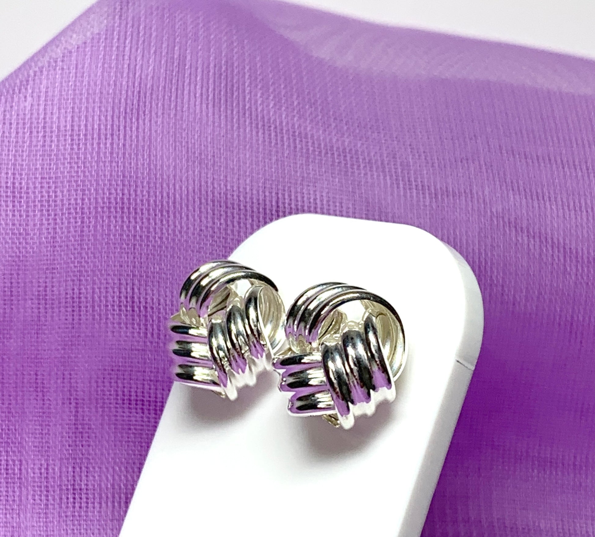 Sterling Silver Round Large Knot Stud Earrings