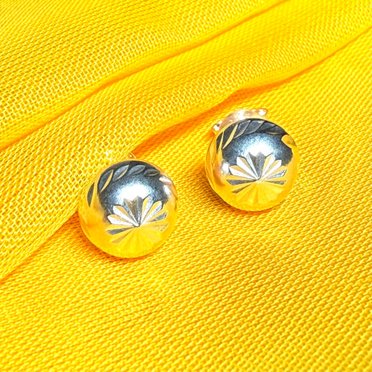 Sterling Silver Round Patterned Stud Earrings